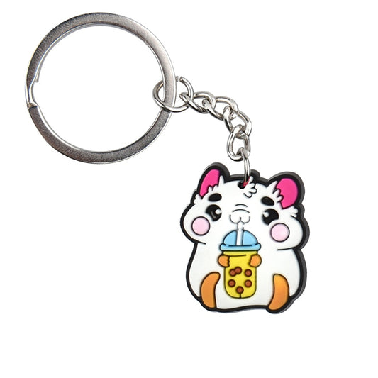 Mouse And Bubble Tea Keychain Cartoon Key Holder Car handbag Keyring Gift