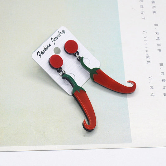 Chili Pepper Acrylic Drop Earrings Women Travel Fashion Cartoon Earrings