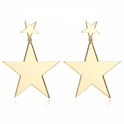 Gold Color Acrylic Star Drop Earrings Women Travel Fashion Cartoon Earrings