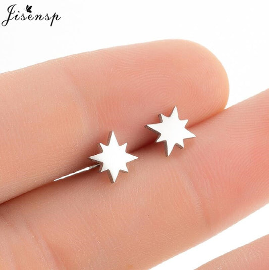 Pointed Star Stainless Steel Earrings Women Jewelry Small Studs Gifts Earring