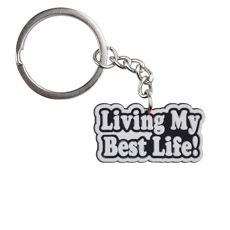 43 Styles Phrase Quotes Keychain Car Keyring Cartoon Creative Pendant Souvenir