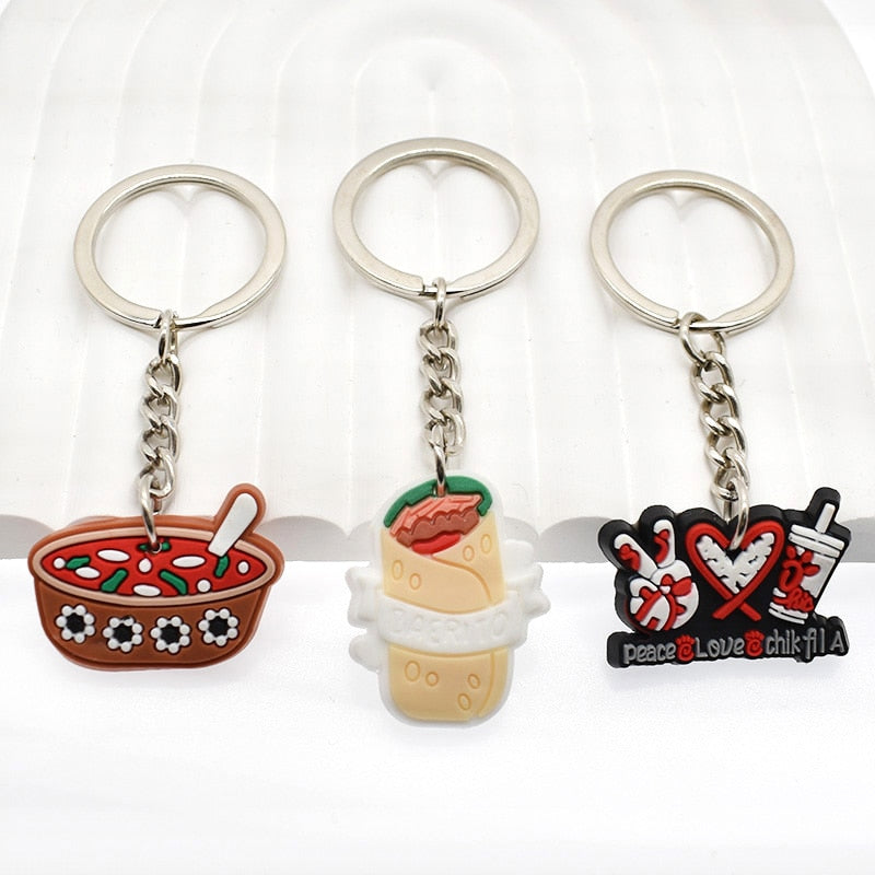 32 Styles Mexican food French Fries Keychain Cartoon Creative Gift Key Holder