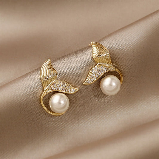 Fish Tail Stud Earrings Ladies Wedding Party Earring Birthday Jewelry Gifts