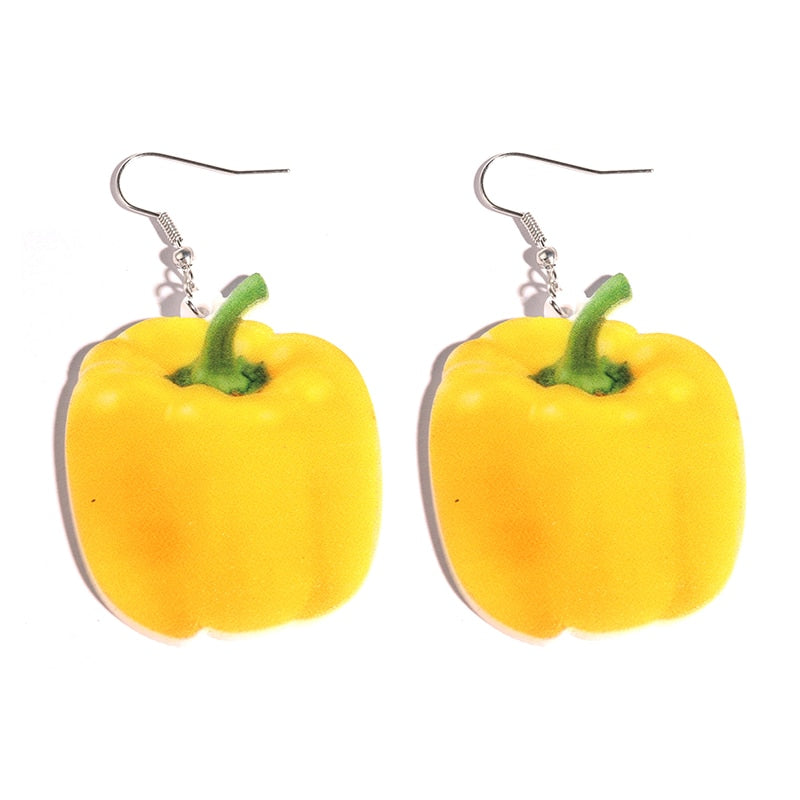 Yellow Bell Pepper Vegetable Drop Earrings Women Creativity Jewelry Cute Earring