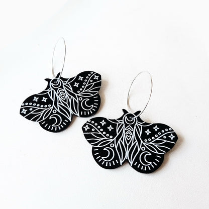 Black Butterfly Moon Pattern Drop Earrings Hip Hop Women Party Gift Jewelry Ear