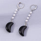 Black Stone Moon Shaped Drop Dangle Earrings Trendy Women Fashion Earrings
