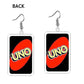 Uno Game Card Drop Earrings Hip Hop Women Party Gift Jewelry Ear Fashion Pendant