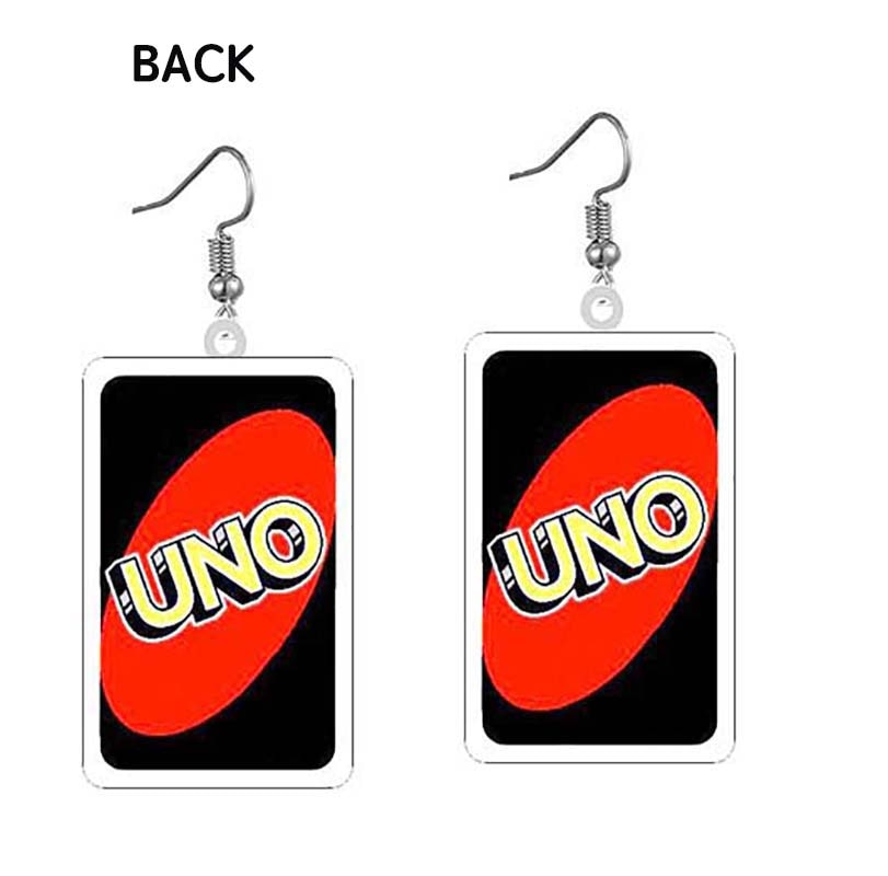 Uno Game Card Drop Earrings Hip Hop Women Party Gift Jewelry Ear Fashion Pendant