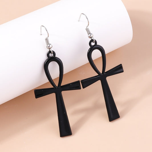 Black Cross Hoop Style Drop Earrings Women Creativity Jewelry Cute Earring Girls