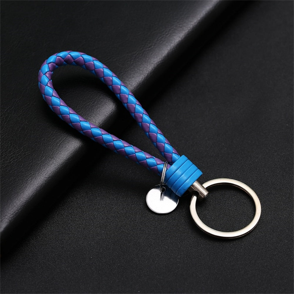 39 Styles PU Leather Braided Woven Rope Keychain DIY Bag Pendant Key Chain