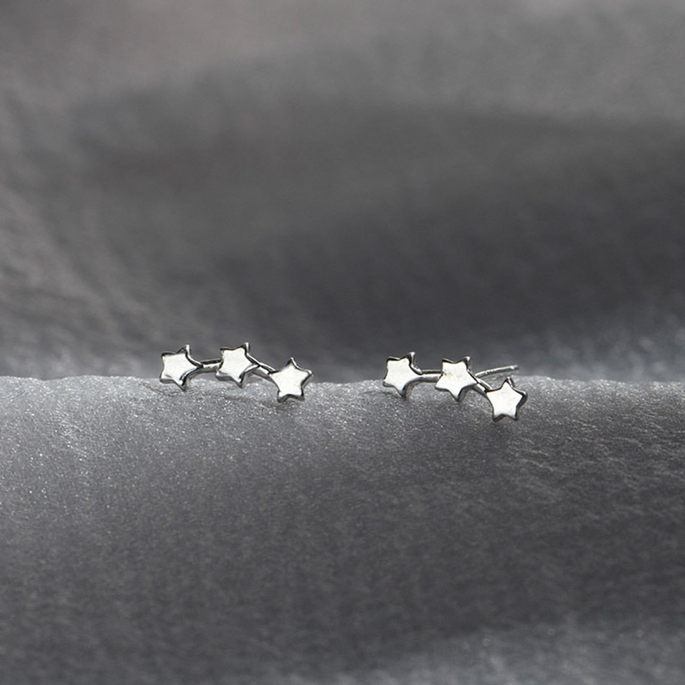 Minimalist Silver Color Small Star Stud Earrings For Women Geometric Jewelry