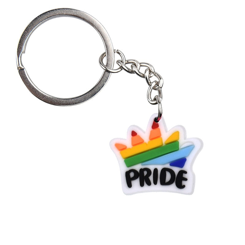 18 Styles Love is Love Pride Rainbow Pendant PVC Keychain with Car Bag Key Chain