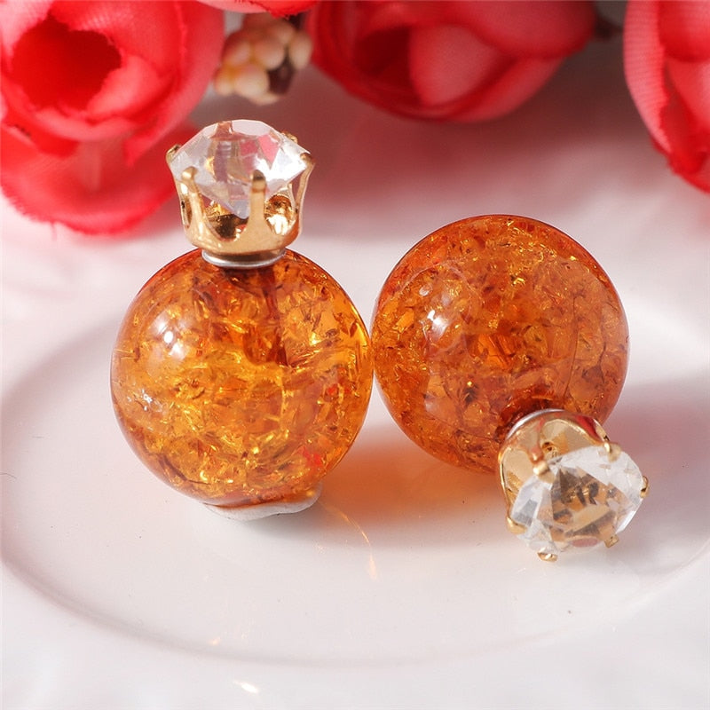 Colorful Crystal Ball Fashion Earrings Women Girls Stud Earrings Wedding Jewelry