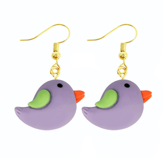 Purple Bird Dangle Earrings Women Gifts Earring Cute Girls Eardrop Jewelry