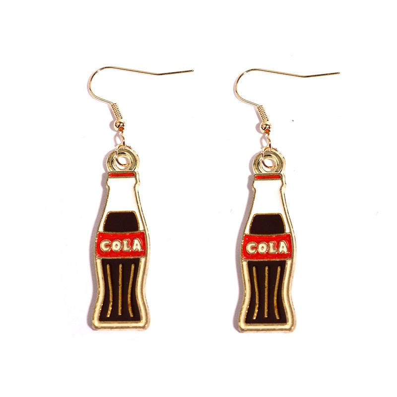 Soda Bottle Drop Earrings Women Art Fashion Cartoon Earrings Creative Jewelry