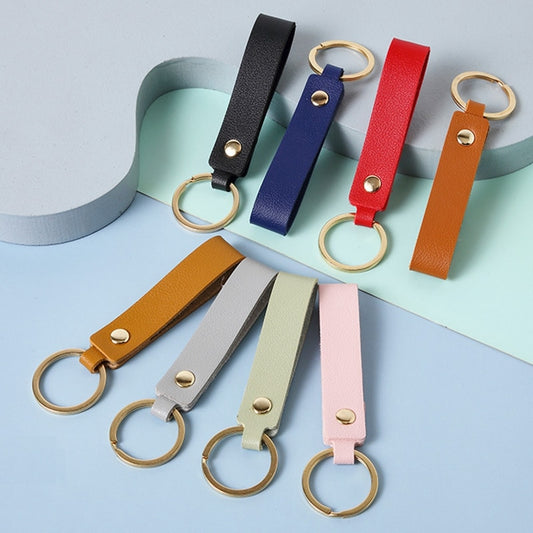 8 Colors PU Leather Keychain Business Gift Key Chain Men Women Car Strap Waist