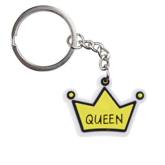 Yellow Queen Crown Keychain Car Keyring Cartoon Creative Pendant Souvenir Gift