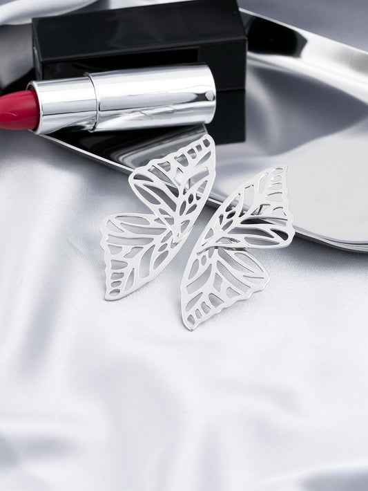 Metallic Hollow Out Wings Drop Earrings Women Girl Fashion Trendy Jewelry