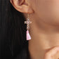 Pink Tassel Cross Dangle Drop Earrings Women Charms Earring Fashion Creative