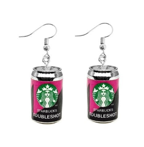 Pink Starbucks Funny Design Dangle Drop Earrings Women Fashion Creative Art Cute