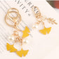 1pcs Pearl Leaf Alloy Keychain For Women Car Key Holder Apricot Leaf Pendant