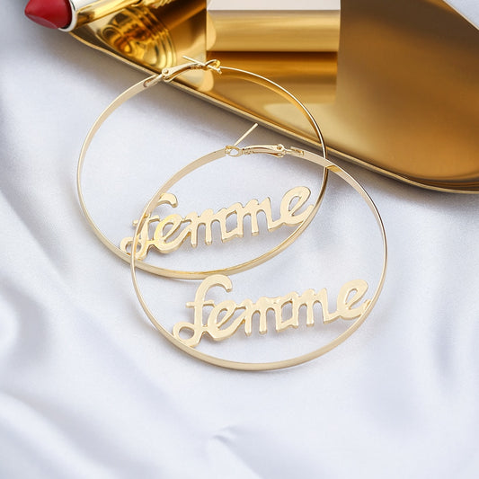Femme Design Hoop Earrings Women Girl Fashion Trendy Jewelry Accessories