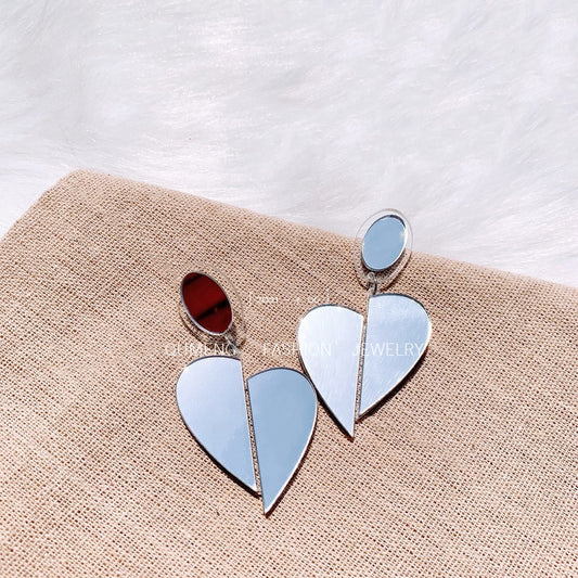 Split Heart Drop Earrings Hip Hop Art Women Party Jewelry Ear Fashion Pendant