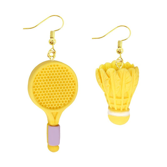 Creative Funny Design Yellow Badminton Drop Earrings Women Creativity Jewelry