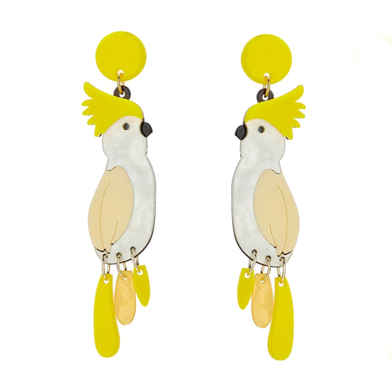 Yellow Parrot Drop Earrings Women Travel Fashion Cartoon Earrings Creative