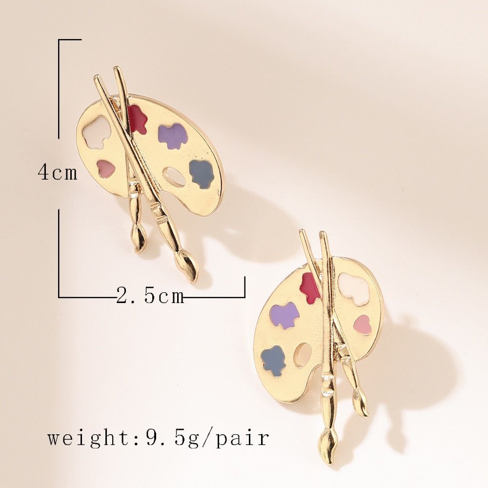 Art Paint Fashion Earrings Minimalist Creative Style Ear Studs Earrings