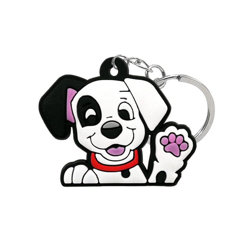 Black and White Dog Keyring Cute Cartoon Style Keychains Bag Car Pendant Jewelry