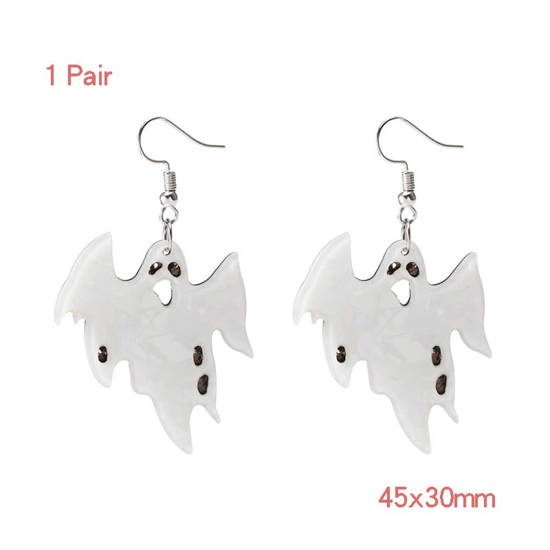 Ghost Pumpkin Skeleton Bat Acrylic Dangle Earring For Women Girl Fashion Modern