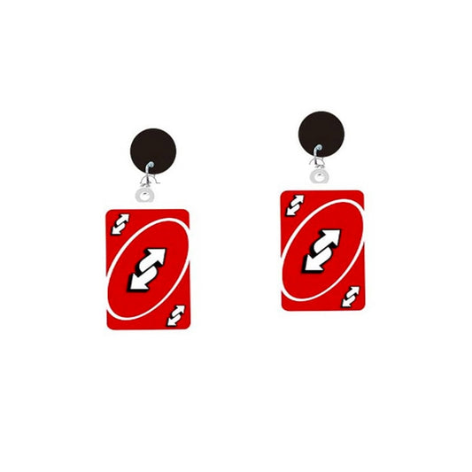 Red Reverse Card Uno Drop Earrings Hip Hop Women Party Gift Jewelry Ear Fashion