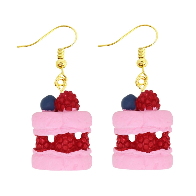 Berry Cake Drop Earrings Women Art Fashion Cartoon Earrings Creative Jewelry