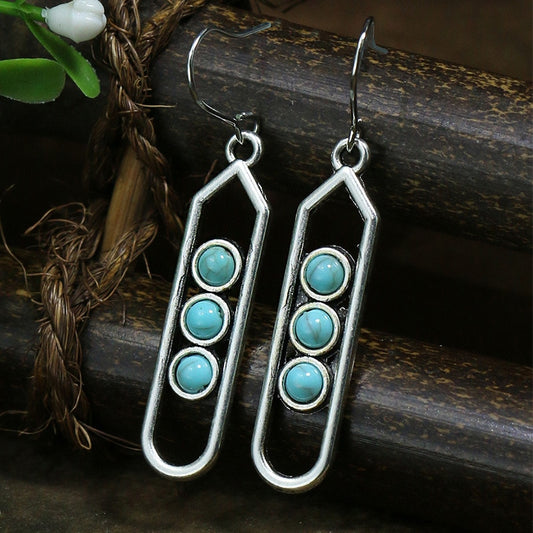 Three Blue Details Bohemian Dangle Earrings Fashion Party Girls Pendant Earrings