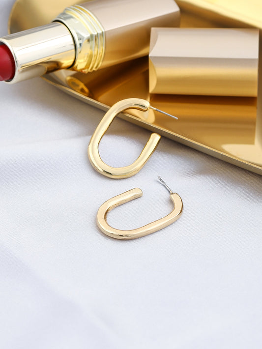 Oval Design Hoop Earrings Women Girl Fashion Trendy Jewelry Accessories