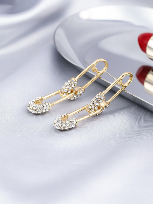 Safety Pin Decor Lady Cute Drop Earrings for Women Jewelry Girls Earrings