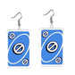 Blue Card Uno Game Drop Earrings Hip Hop Women Party Gift Jewelry Ear Fashion