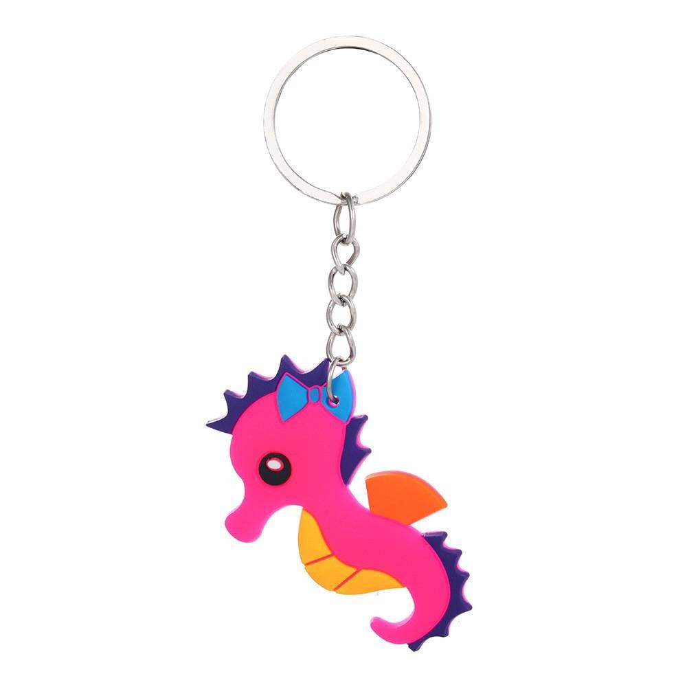 Pink Seahorse Keychain Party Gift Cute Keyring Cartoon DIY Jewelry Souvenir