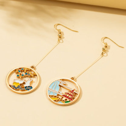 Chinese Pattern Pendant Drop Earrings Women Charms Earring Fashion Creative