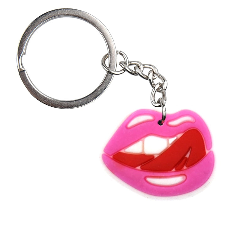 Pink Lips PVC Pink Keychain Keyring Cute Key Chain Keychains Bag Car Hanging fit