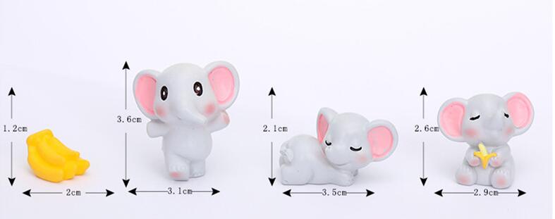 1pc Figurines Miniature Cute Gray Baby Elephant Ornaments For Home Decor Kawaii