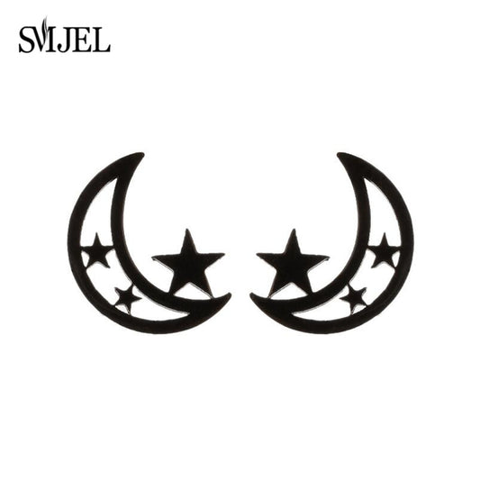Half Moon Stainless Steel Earrings Women Jewelry Small Studs Gifts Earring