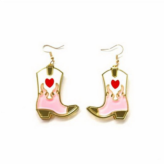 Pink Boots Dangle Earrings Women Girl Fashion Trendy Jewelry Accessories