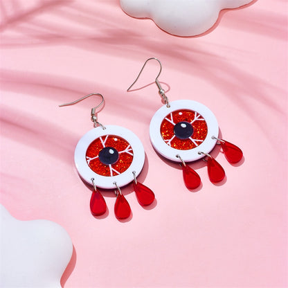 Red Eyes and Tears Drop Earrings Female Travel Cartoon Earrings Creative Art