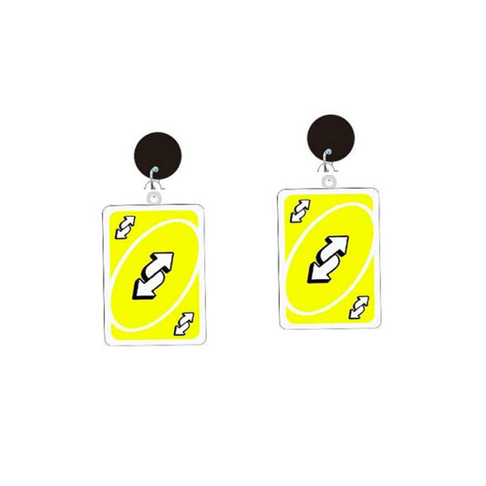 UNO Yellow Reverse Card Drop Earrings Hip Hop Women Party Gift Jewelry Ear