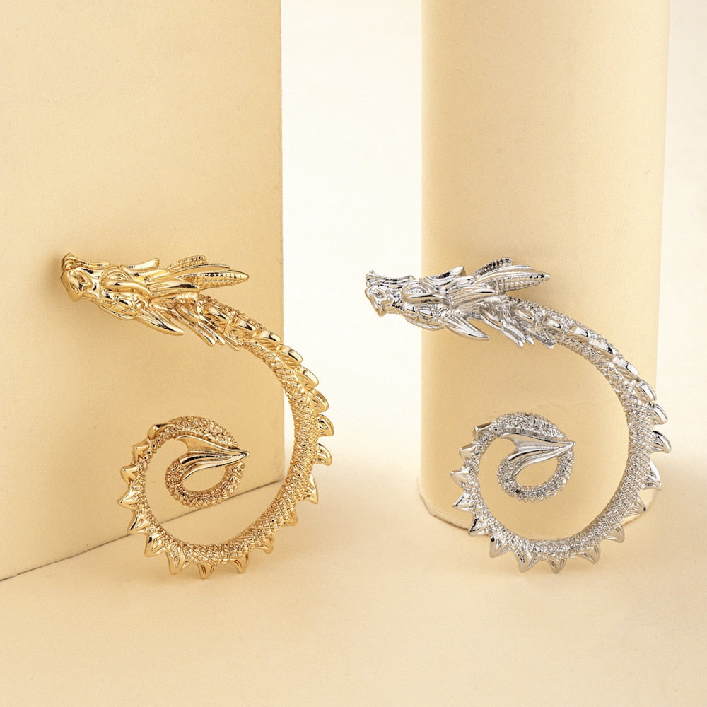 1pc Statement Punk Firery Dragon Ear Cuff Women Unique Dragon Stud Earrings