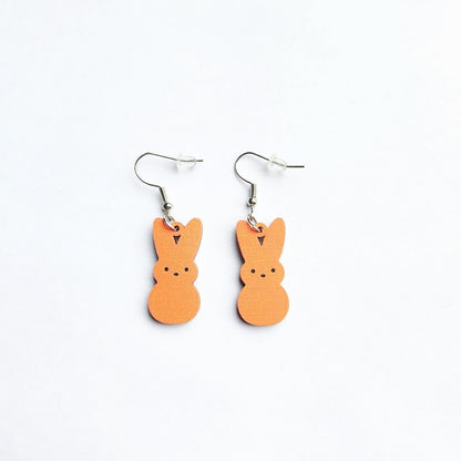 Orange Bunny Wooden Drop Earrings Women Gifts Earring Cute Girls Eardrop Jewelry