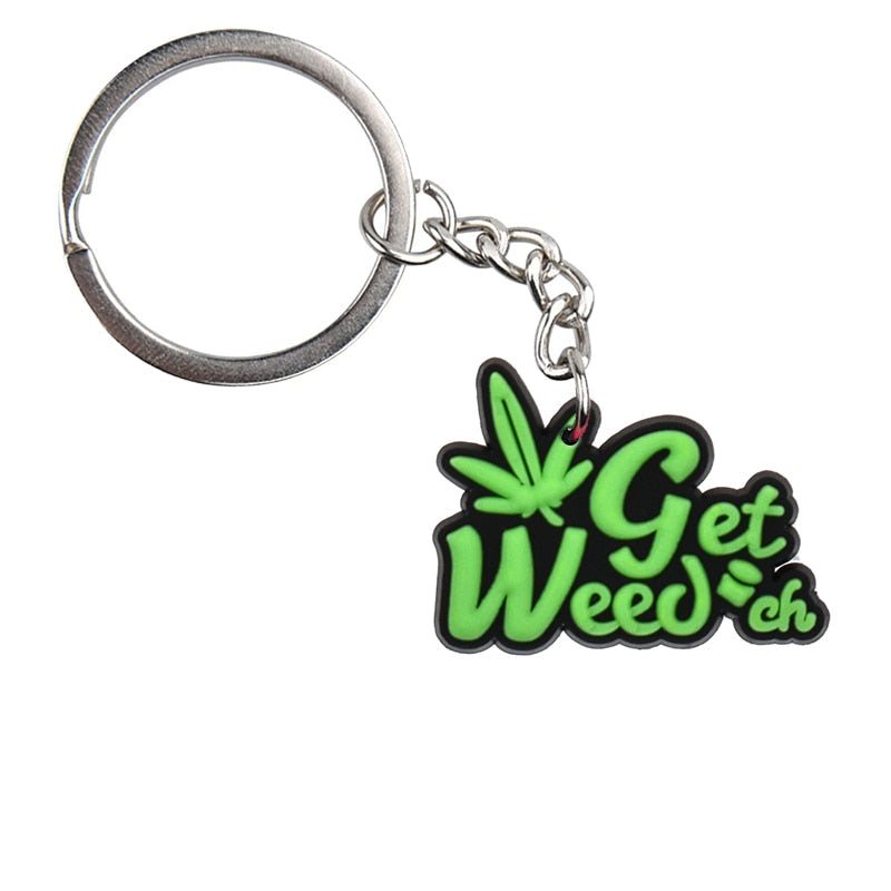 Green Leaf Sign Keychain Car Keyring Cartoon Creative Pendant Souvenir Gift