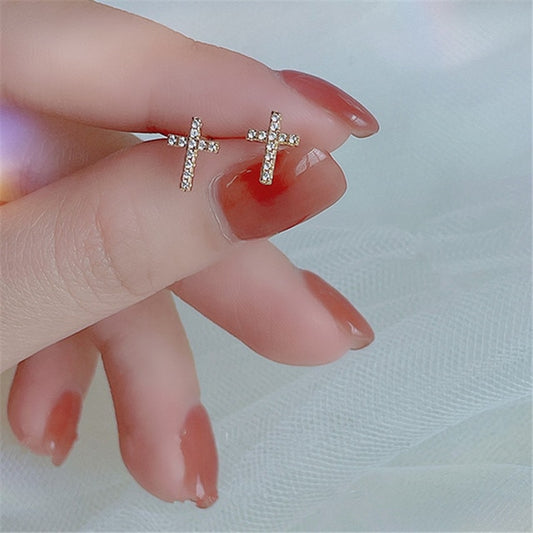 Cross Stud Earrings Woman Elegant Earring Fashion Modern Jewelry Gift